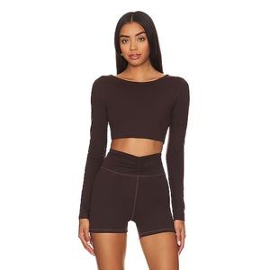 Revolve- camila coelho- brown long sleeve top